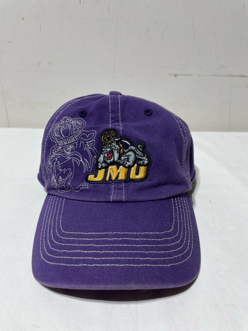 JMU Dukes Womens Hat Sz L Twin Enterprises Purple Embroidered James Madison